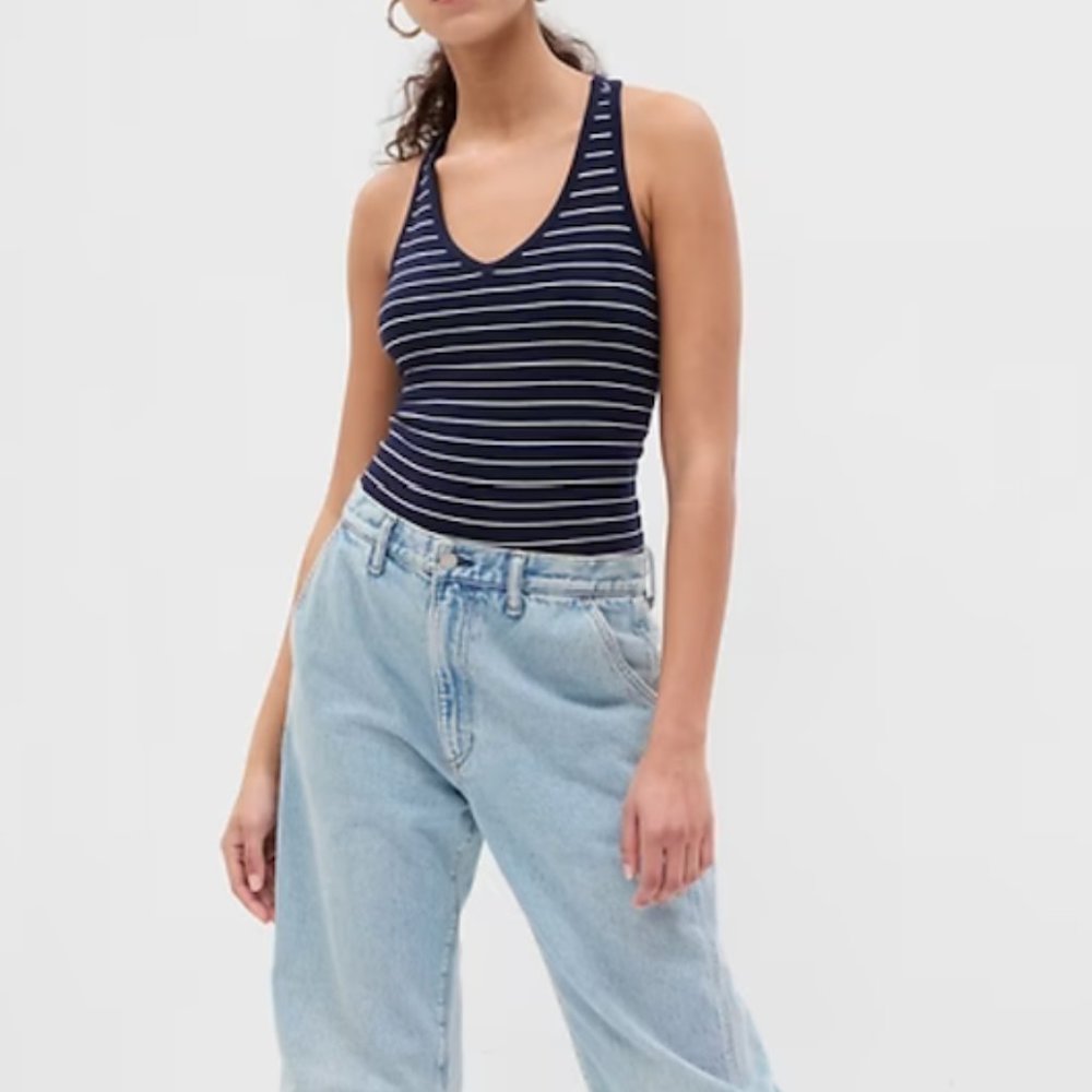🆕 GAP Modern Striped Racerback Bodysuit